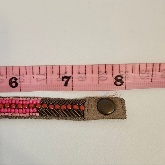 Stella & Dot Mai bracelet mixed media beaded & faux leather bracelet, 8" - Picture 5 of 6